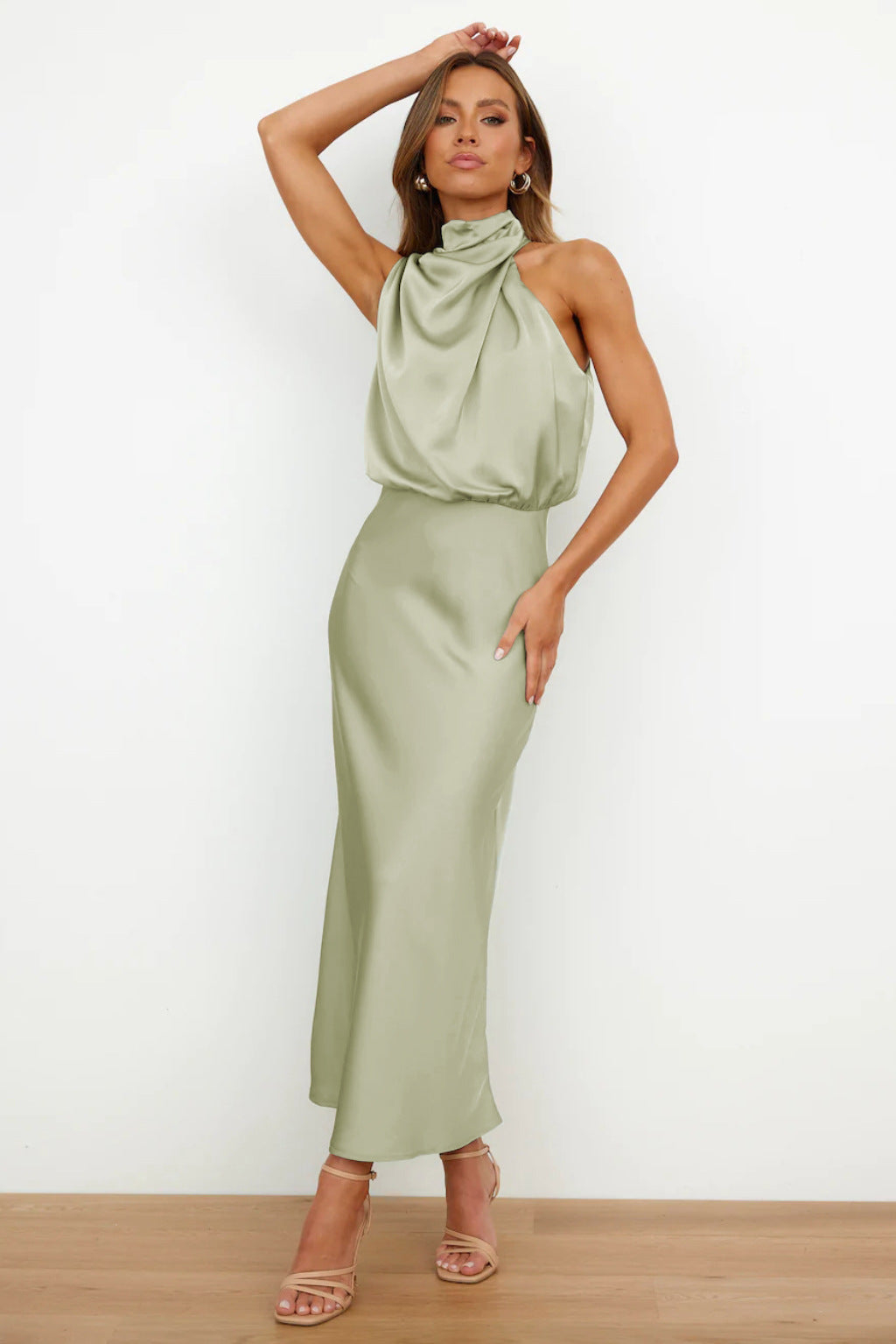 Amelia | Vestido Maxi Halter Drapeado