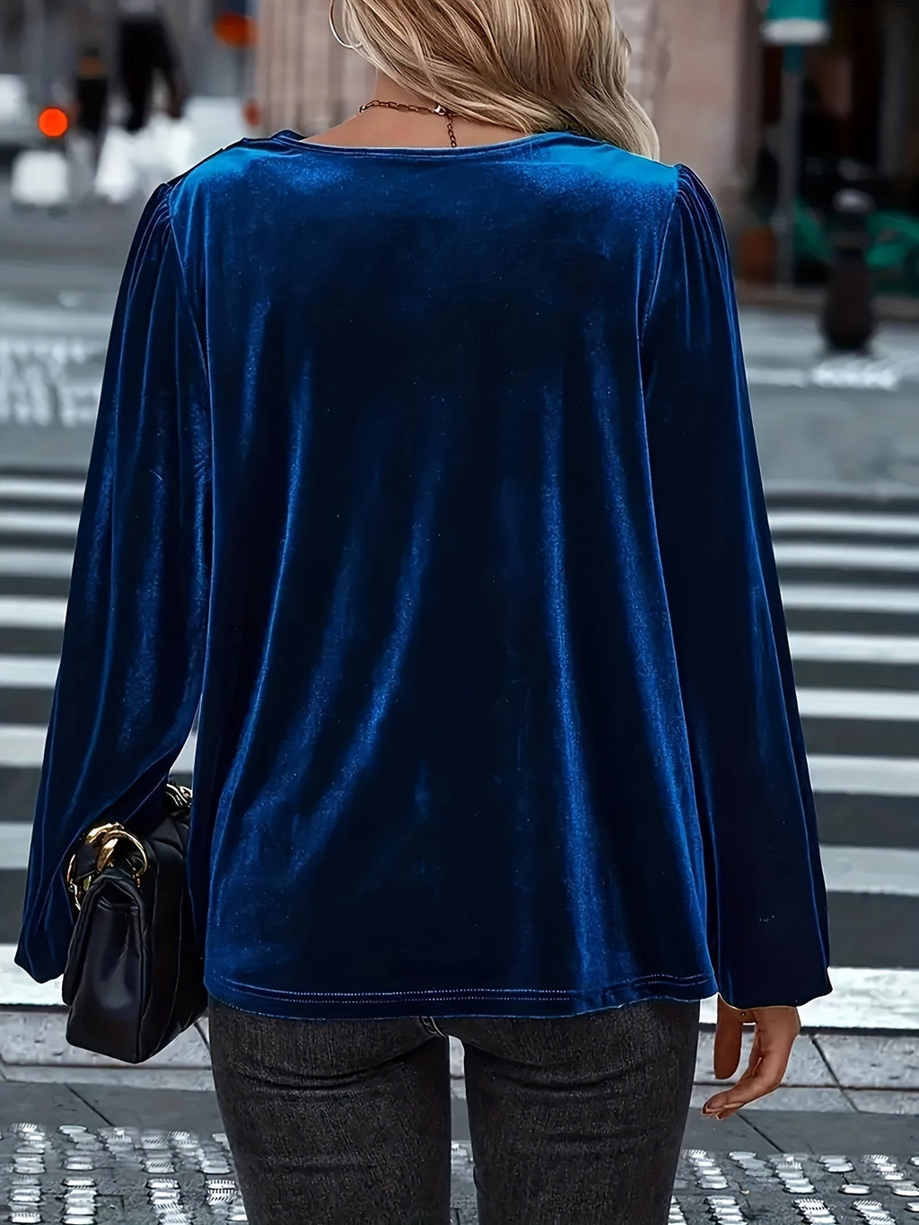 Eliza - Blusa de Terciopelo de Lujo con Cuello Drapeado