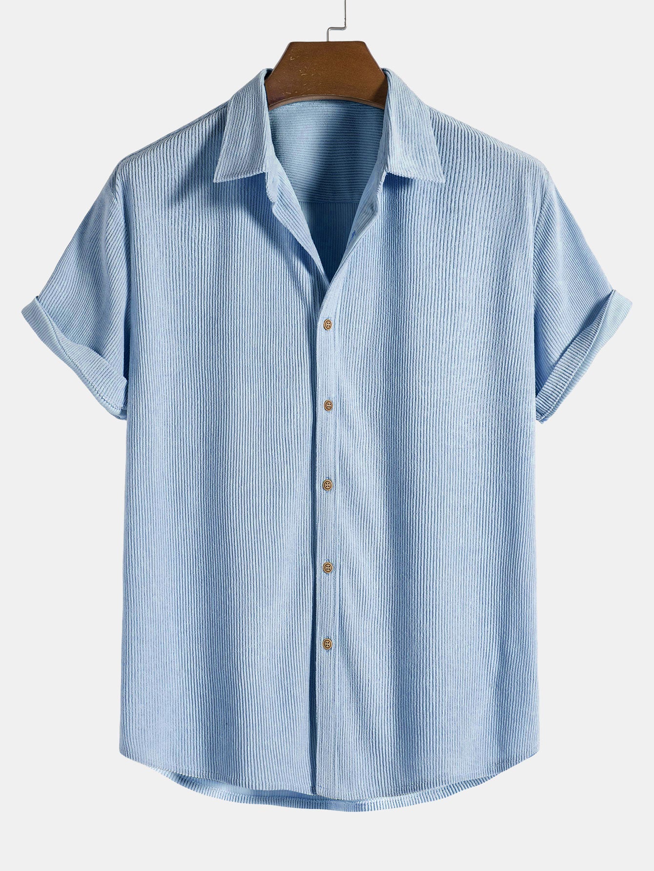 Camisa de manga corta de pana con botones