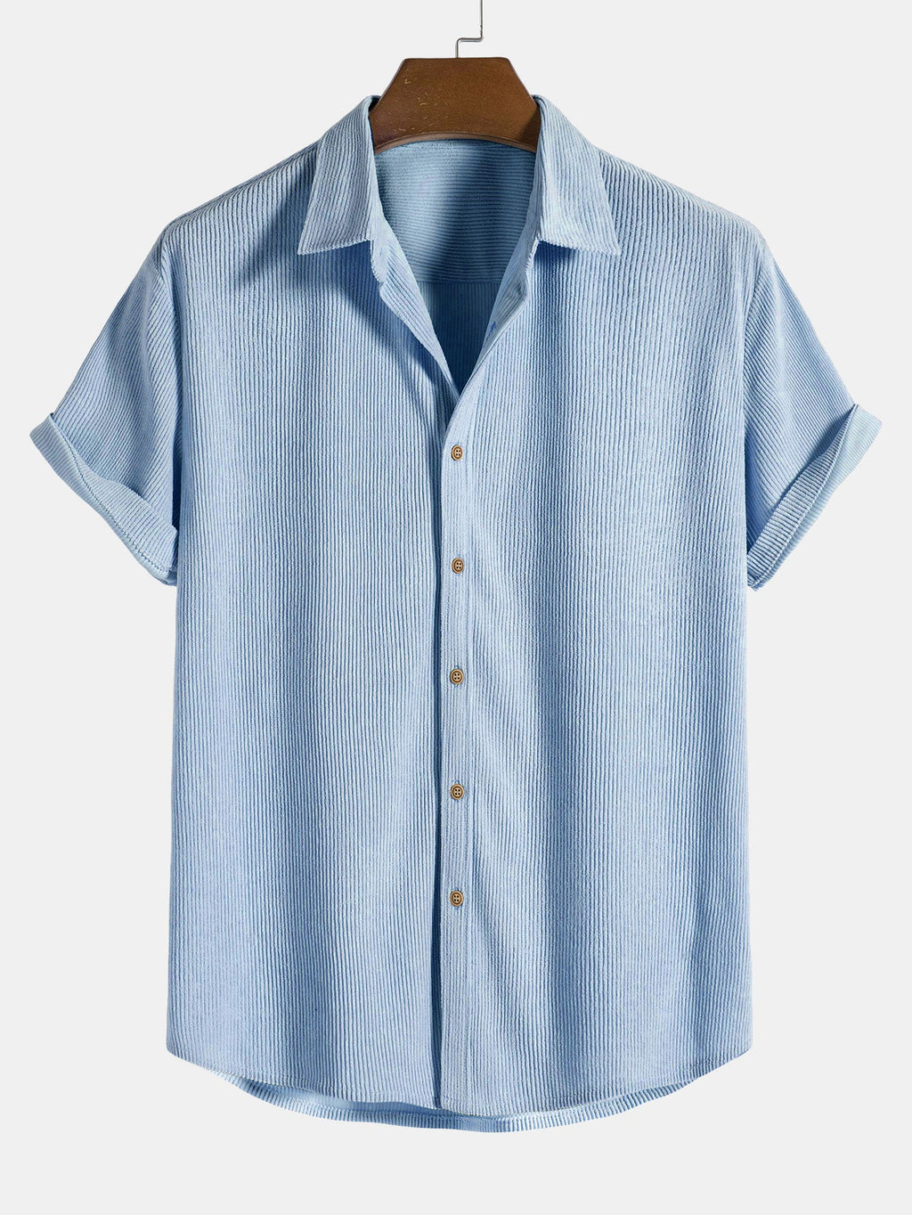 Camisa de pana de manga corta con botones y pantalones corto