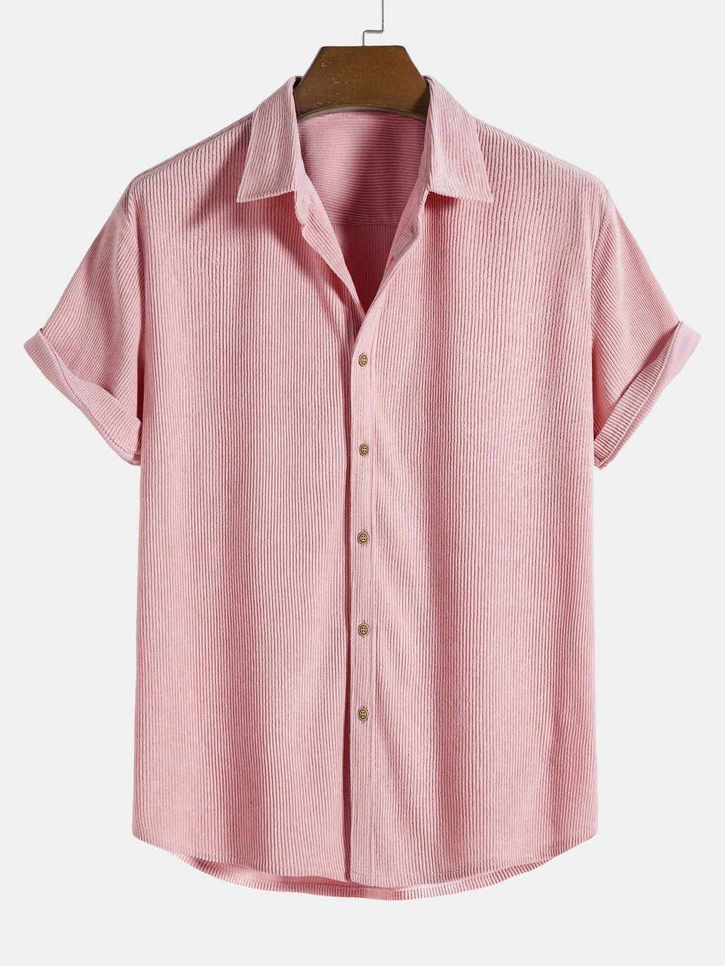 Camisa de pana de manga corta con botones y pantalones corto
