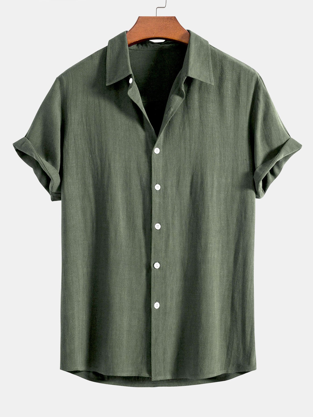 Camisa abotonada de mezcla de lino y rayón y pantalones cortos con cordón y textura arrugada