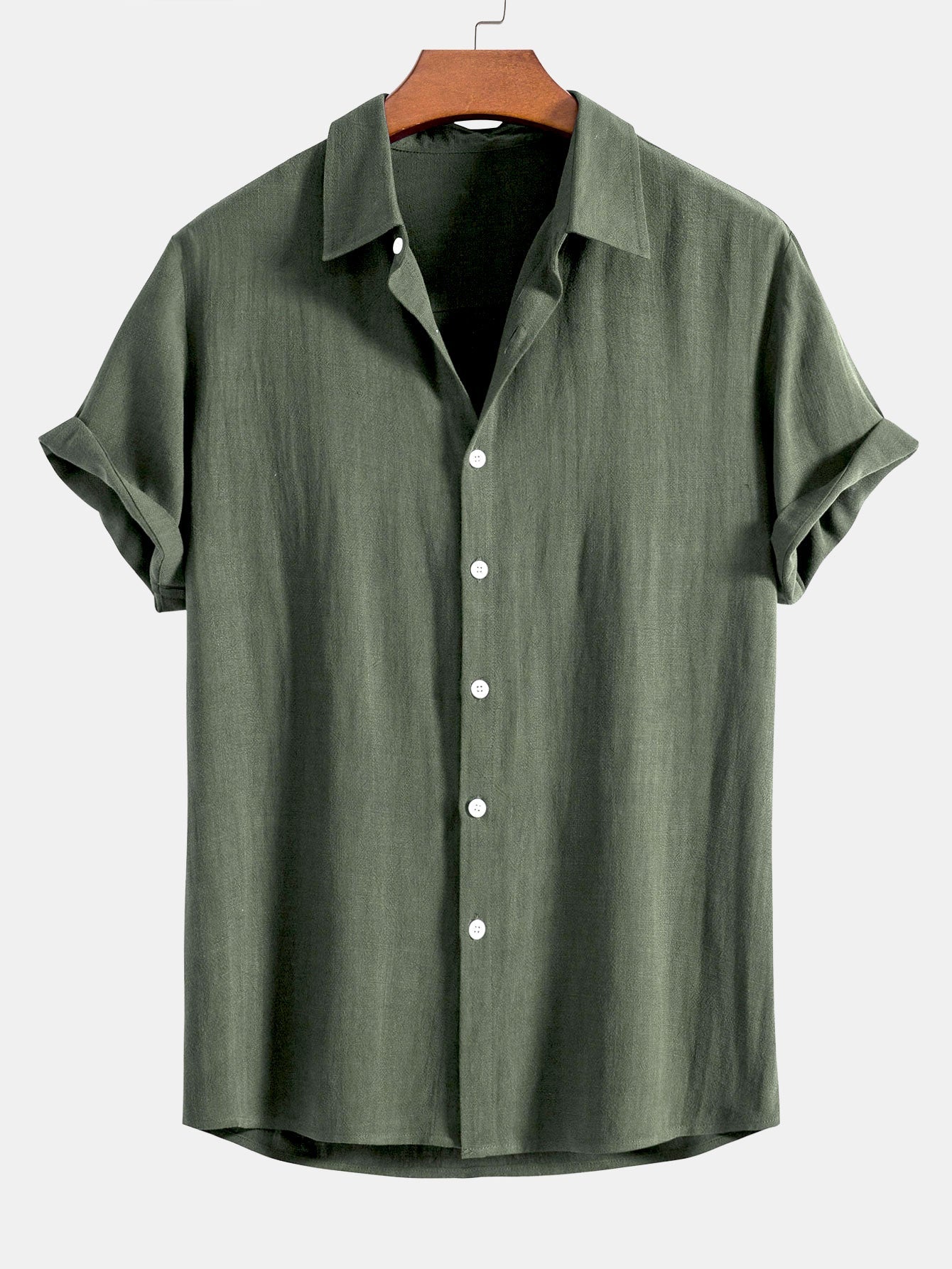 Camisa abotonada de mezcla de lino y rayón