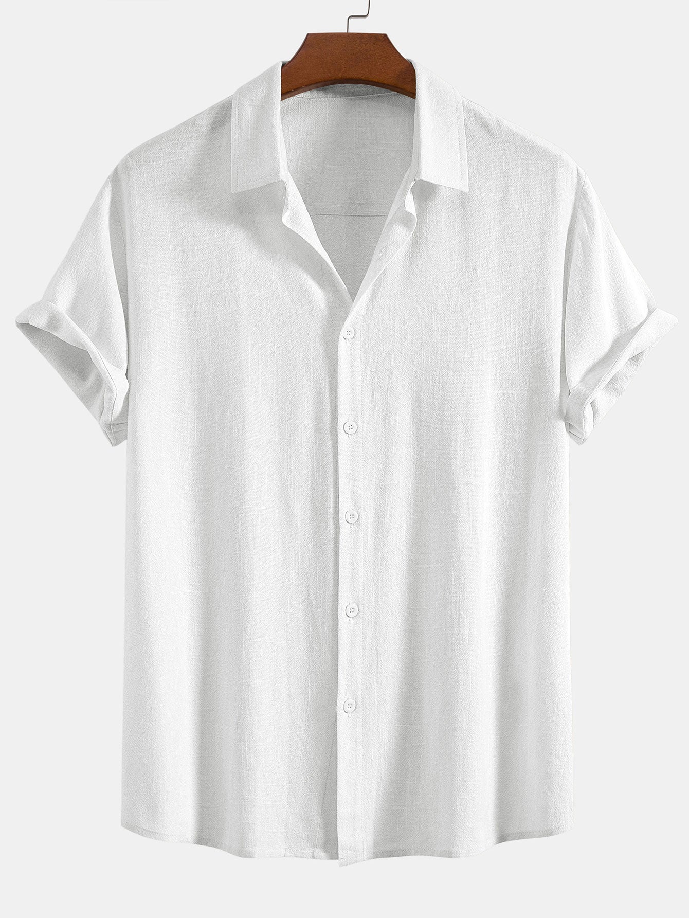 Camisa abotonada de mezcla de lino y rayón y pantalones rectos de lino