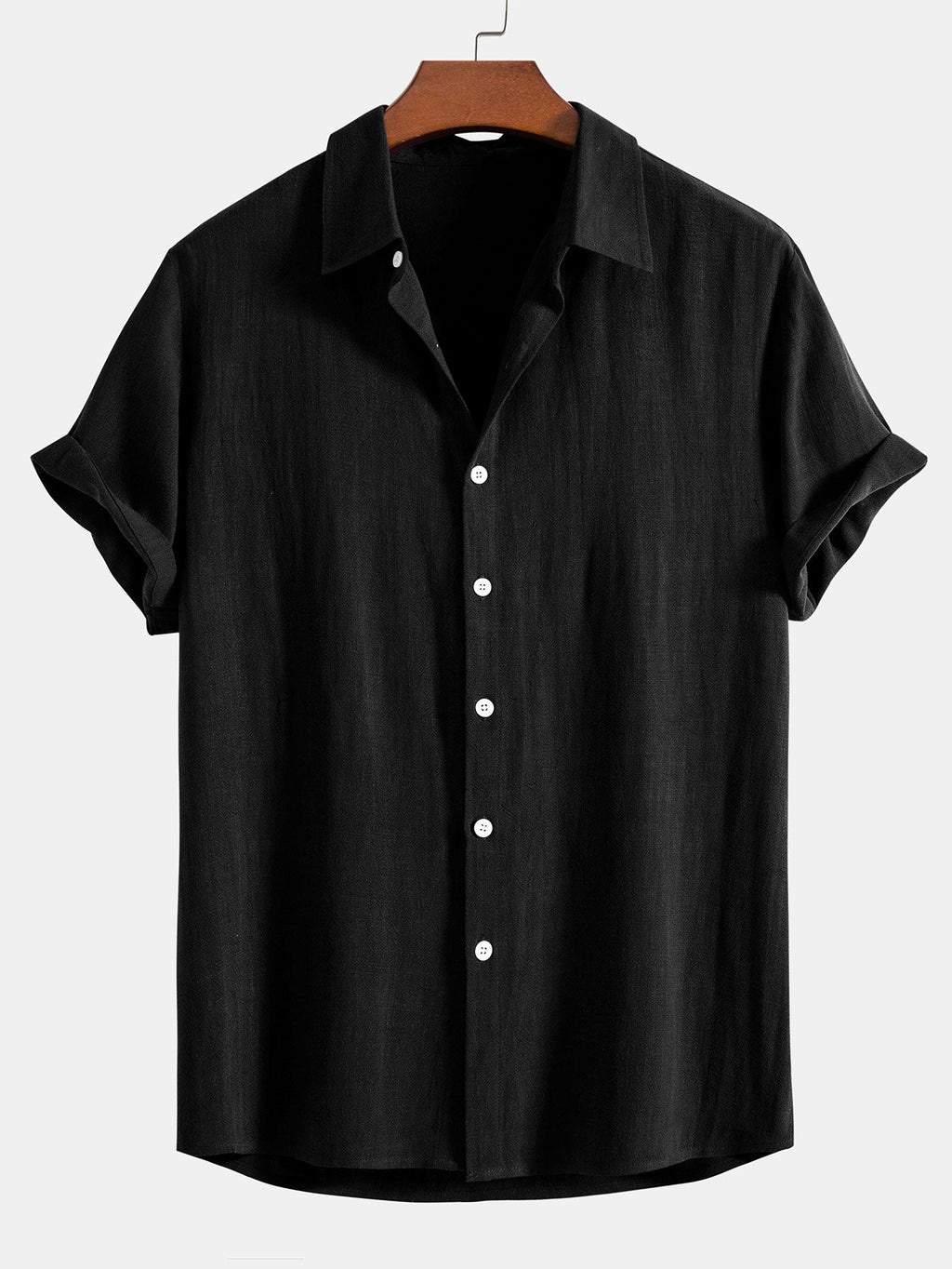 Camisa abotonada de mezcla de lino y rayón y pantalones rectos de lino