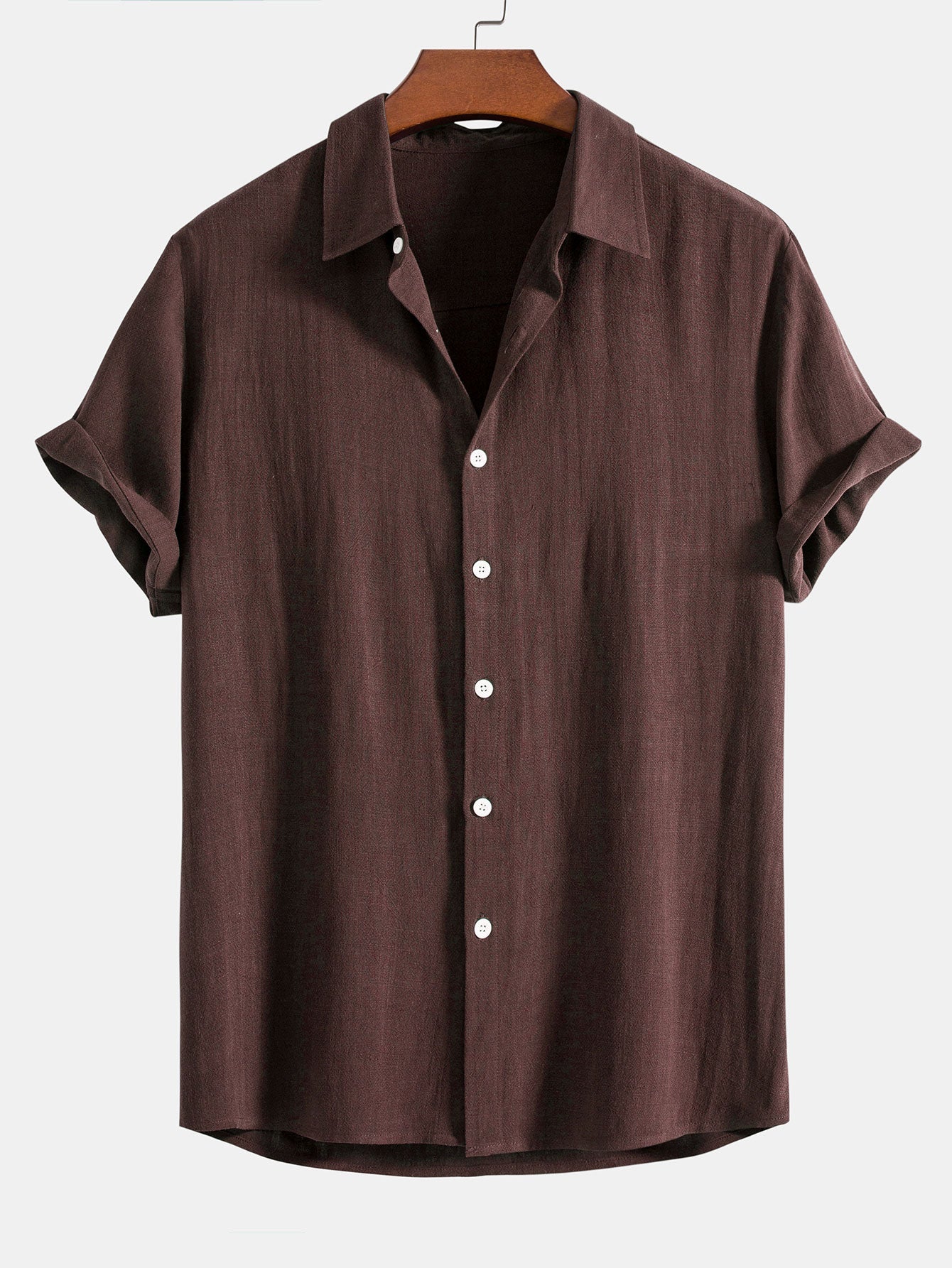 Camisa abotonada de mezcla de lino y rayón y pantalones rectos de lino