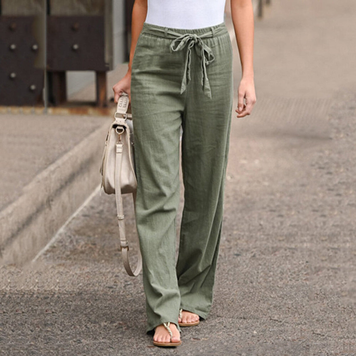 Pantalón de Mujer | Pierna Ancha con Cordón