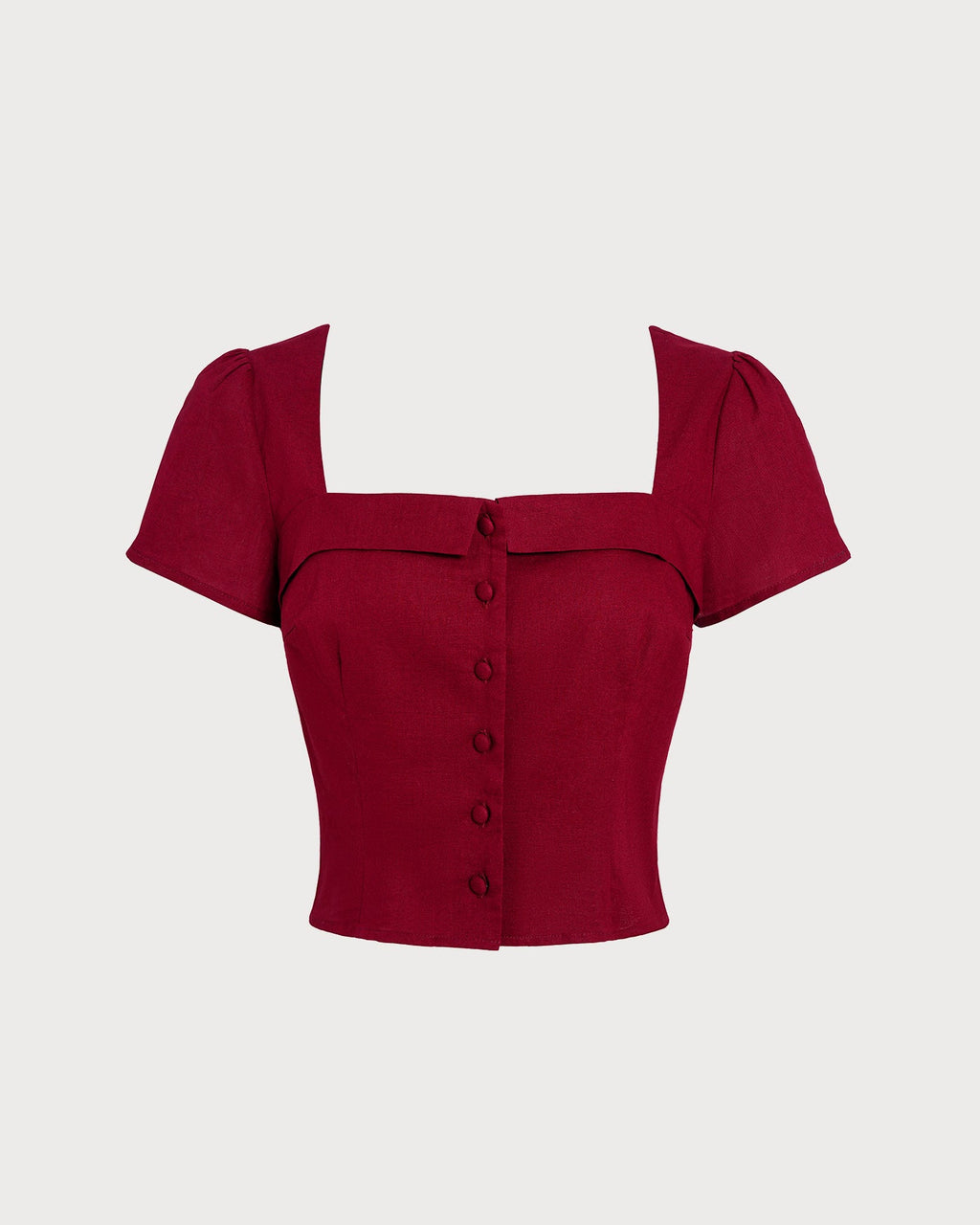 Blusa Roja Cuello Cuadrado Cruce en X Con Lazo