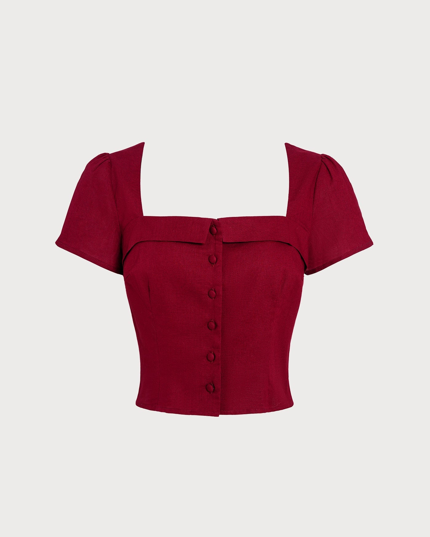Blusa Roja Cuello Cuadrado Cruce en X Con Lazo