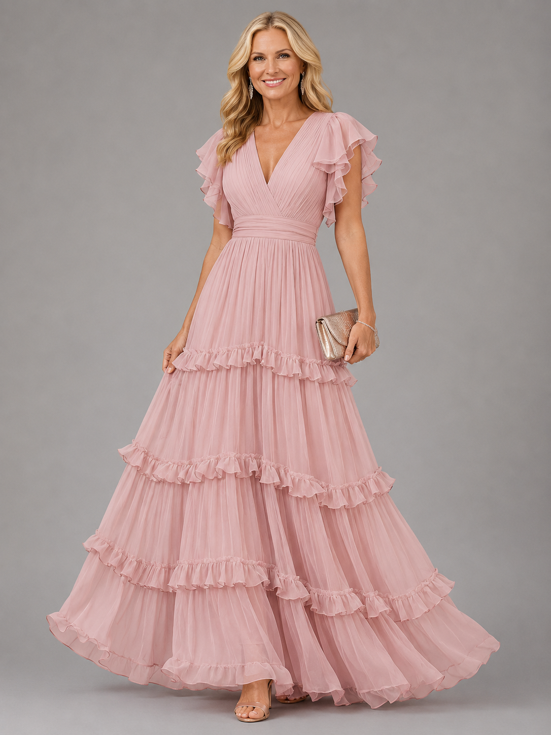 Zoe | Vestido Maxi Elegante de Boda en Rosa Claro