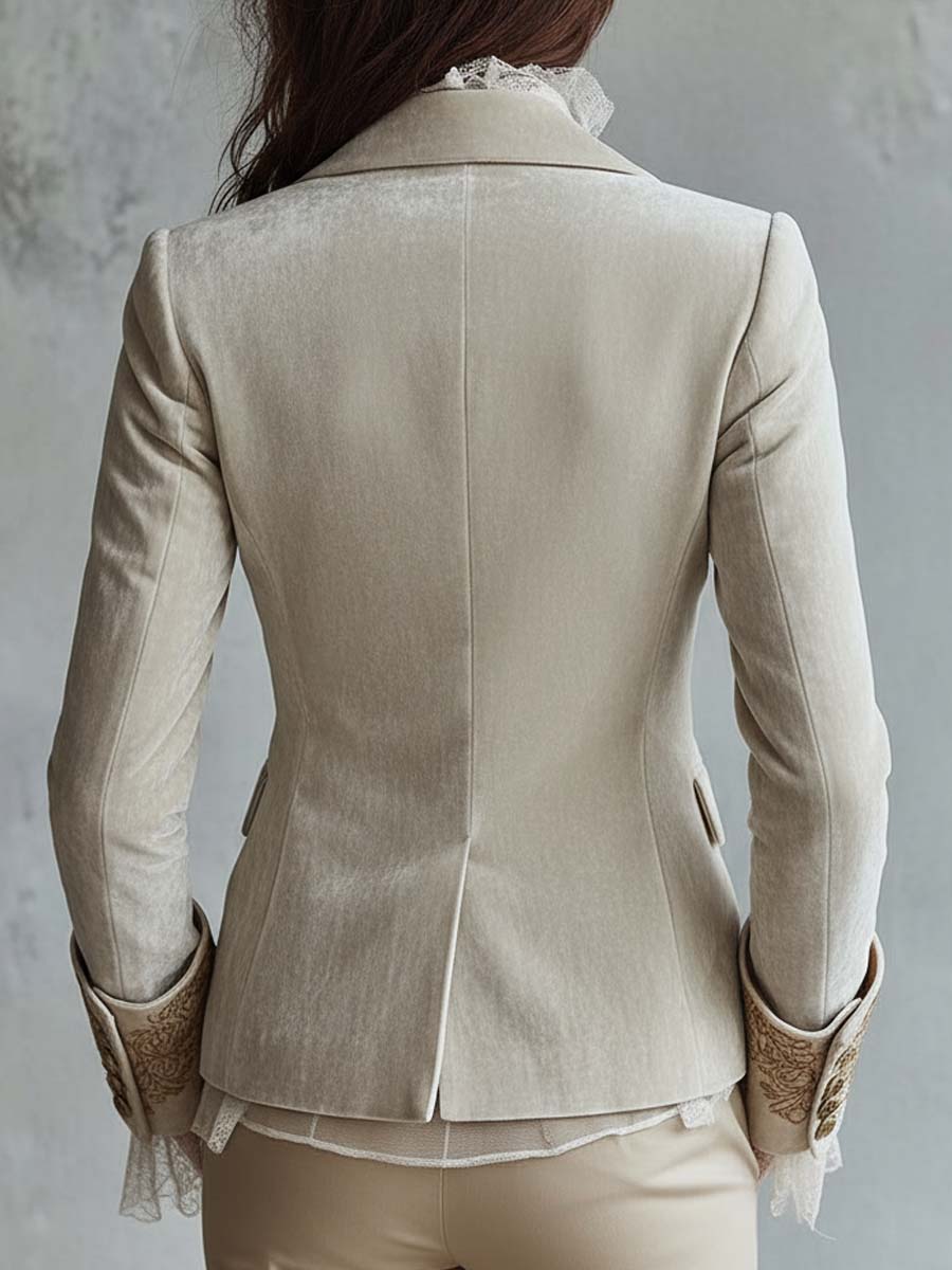 Blazer Sastre Bordado en Marfil para Mujer
