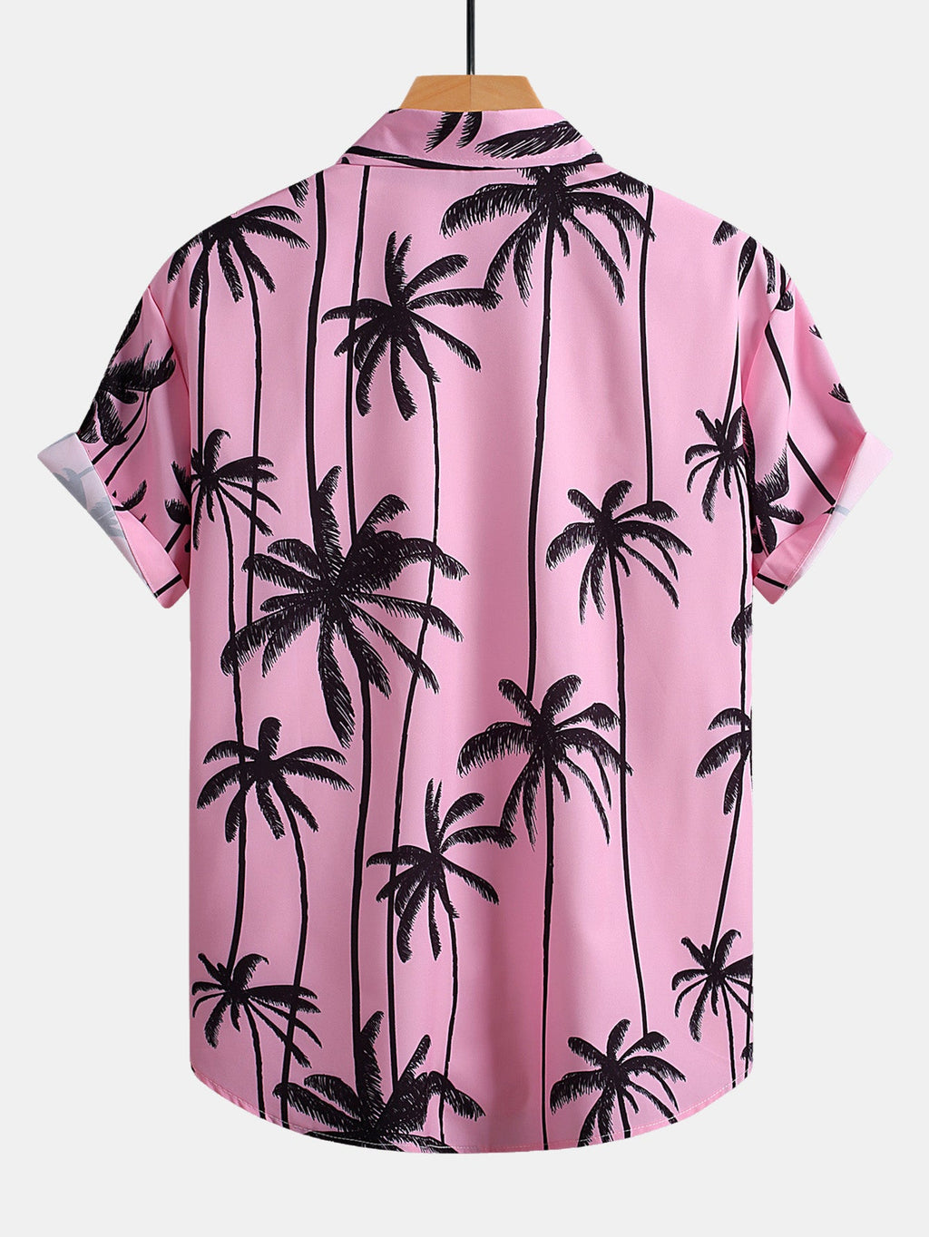 Camisa abotonada con estampado de palmeras y bañador corto
