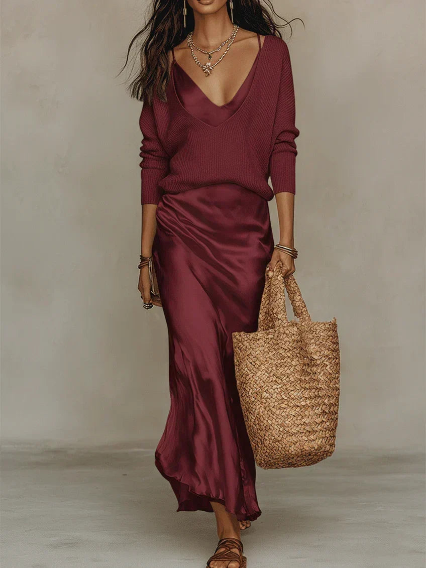Anaïs: elegante vestido midi de satén