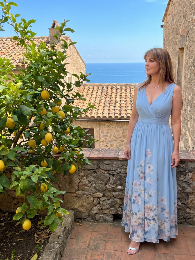 Bethany | Vestido Maxi Sin Mangas con Bajo Floral
