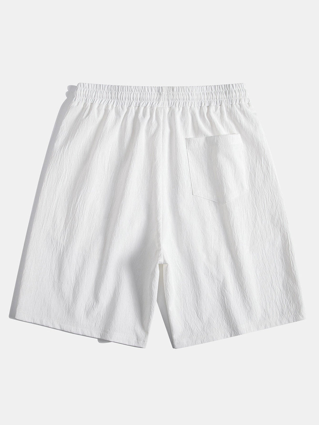 Camisa abotonada de mezcla de lino y rayón y pantalones cortos con cordón y textura arrugada