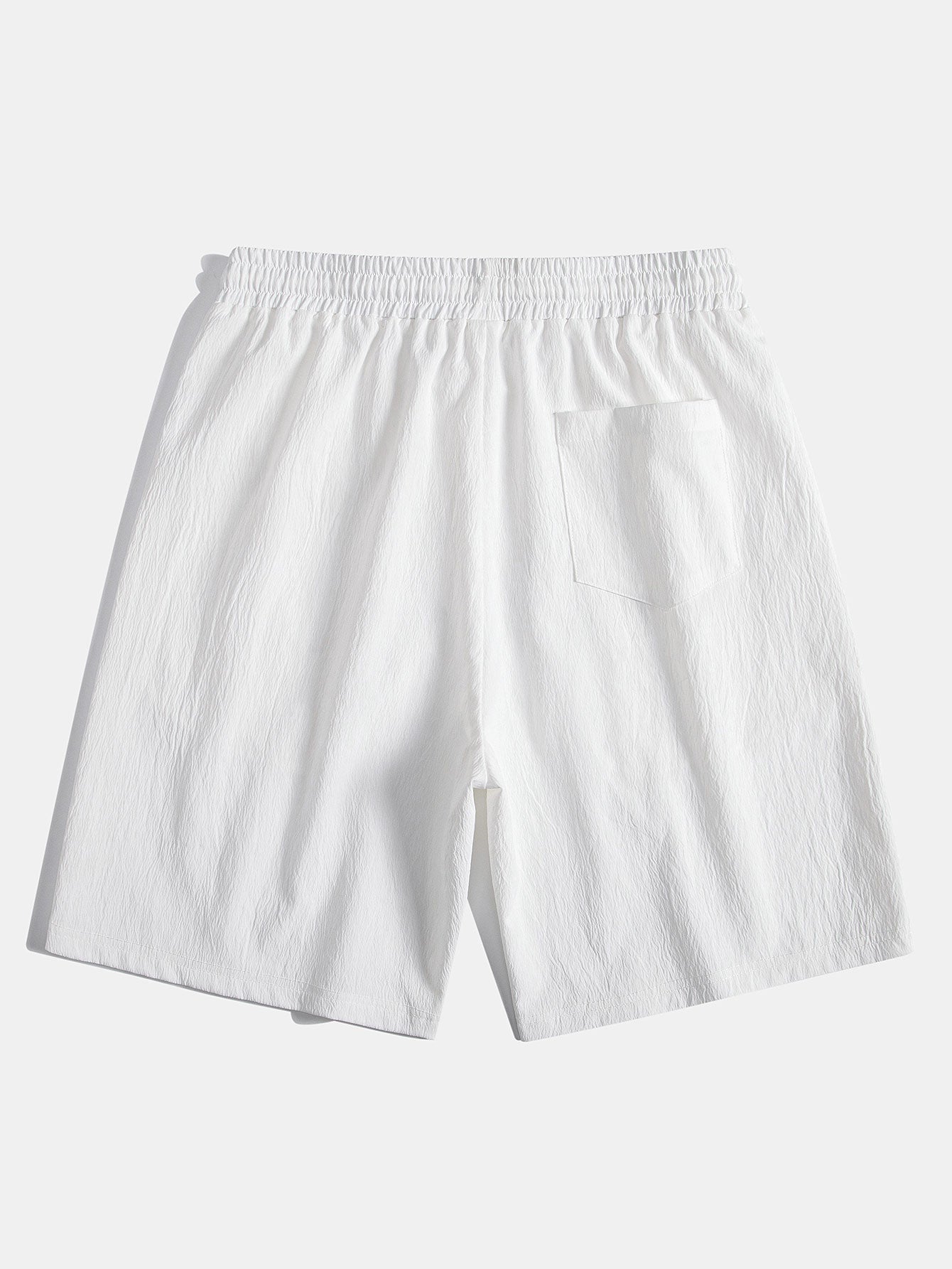 Camisa abotonada de mezcla de lino y rayón y pantalones cortos con cordón y textura arrugada