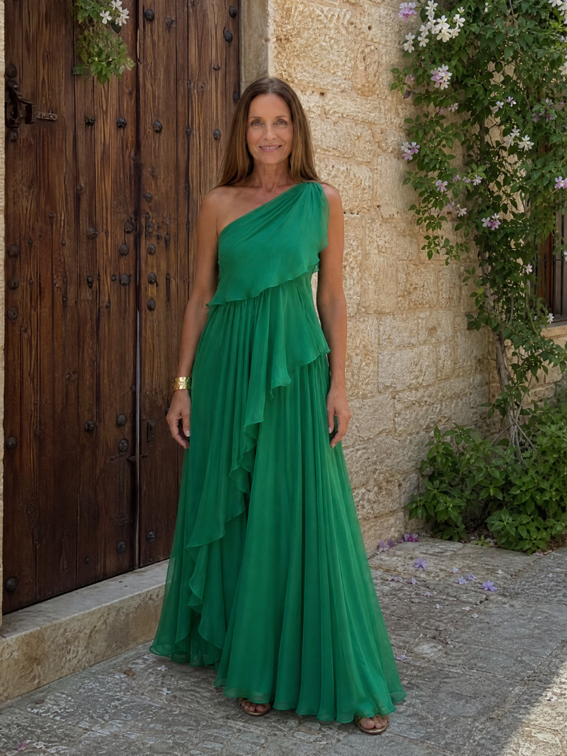 Eliana | Vestido Maxi de Un Hombro en Gasa