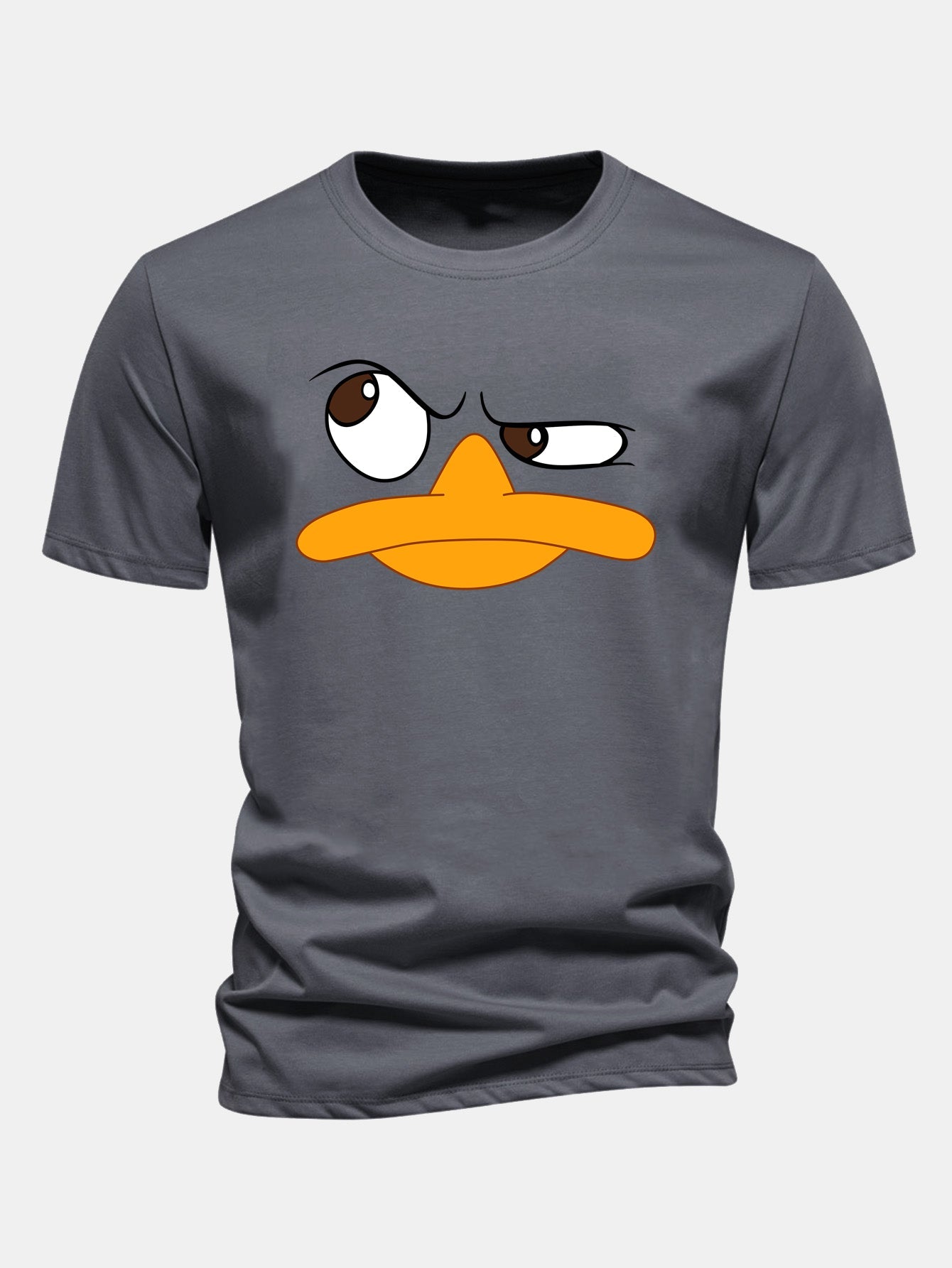 Regular Fit Emoji Duck Print Cotton T-Shirt
