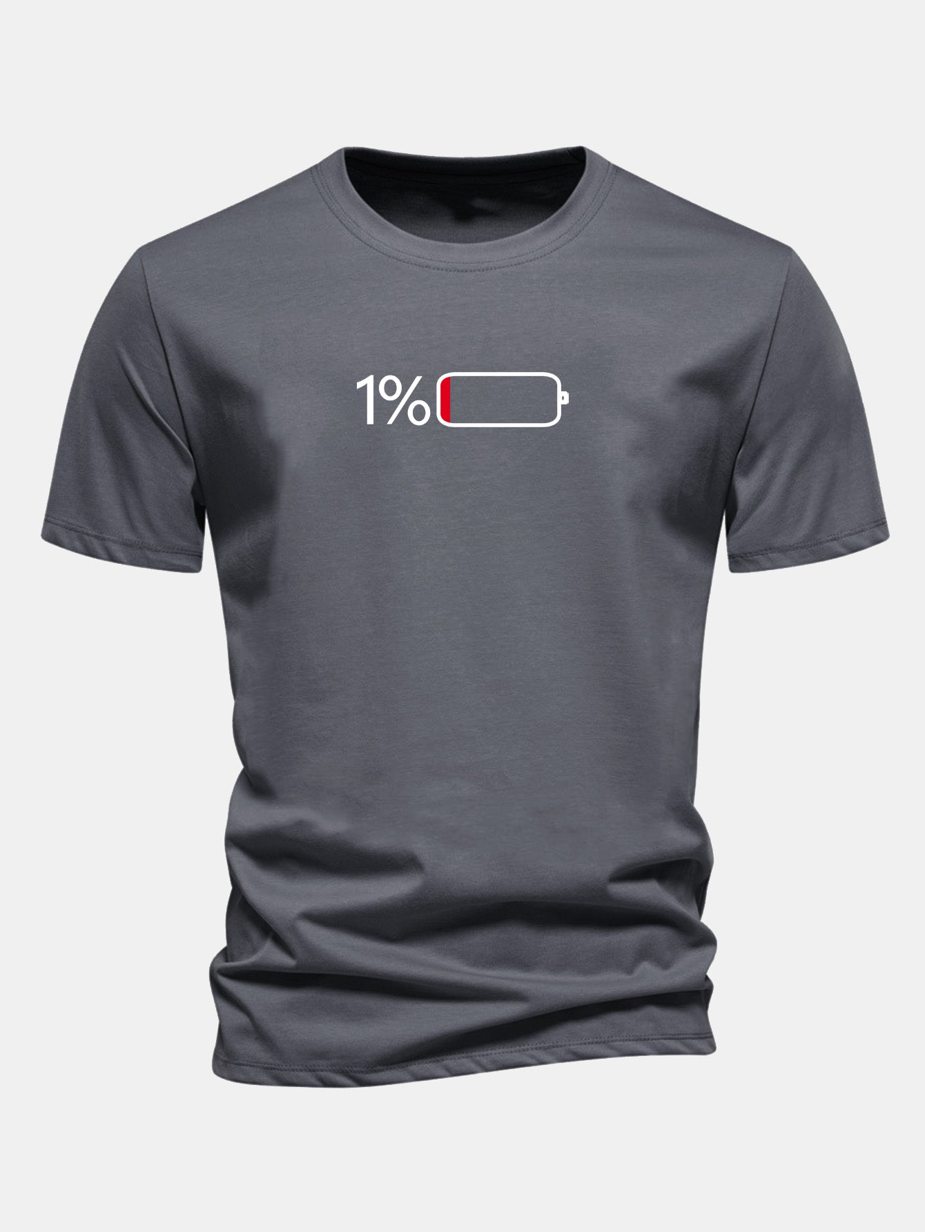 Camiseta de algodón con estampado de pilas, corte regular, 1 %