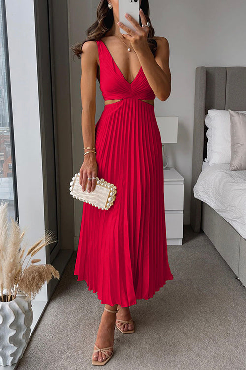 Eliana | Vestido Maxi Plisado con Recorte