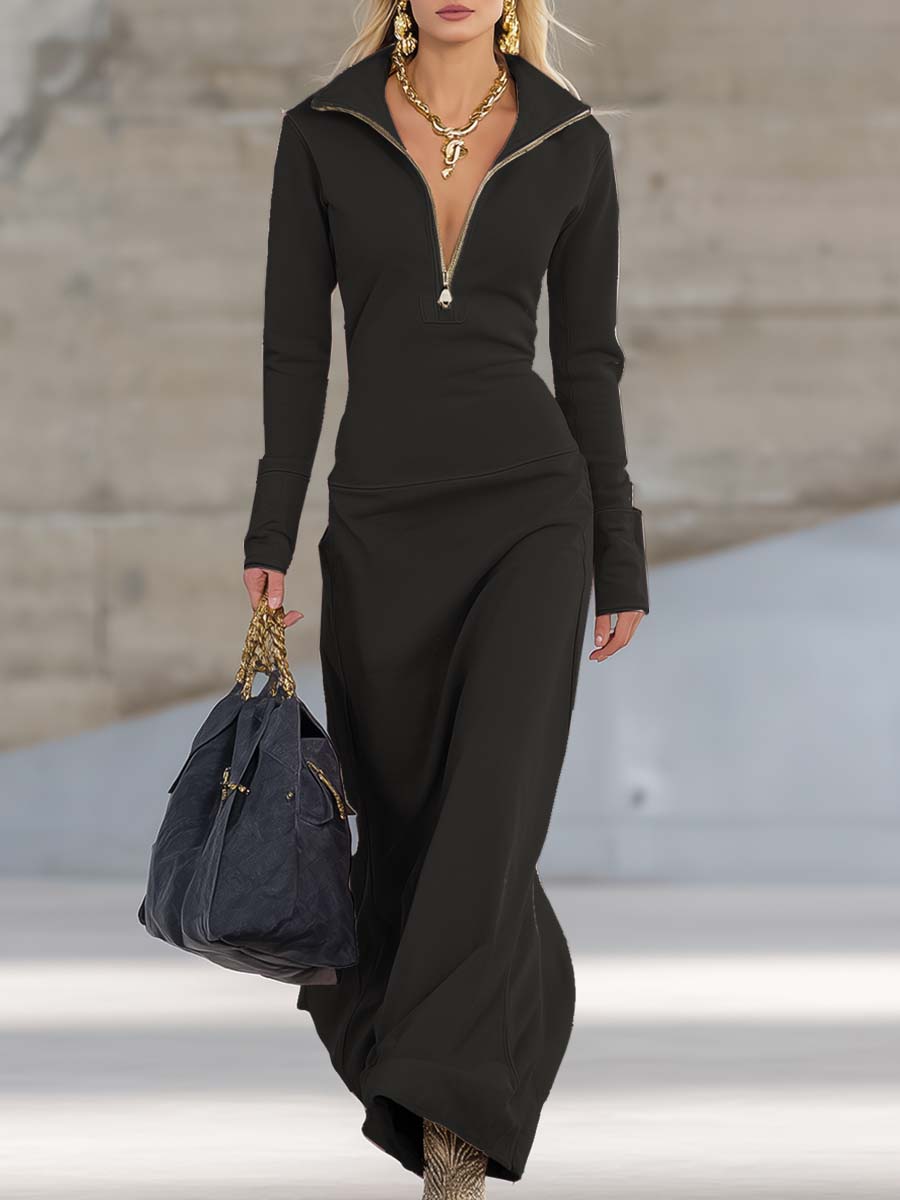 Gaia | Vestido Deportivo con Cremallera y Escote en V