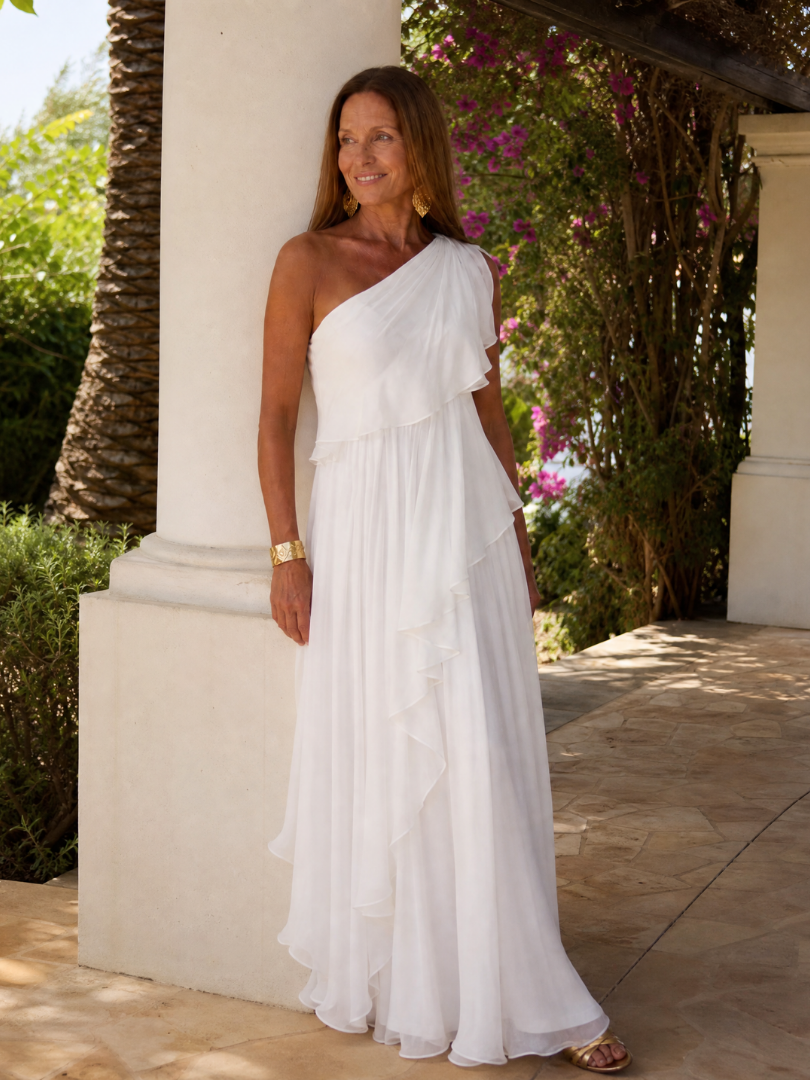 Eliana | Vestido Maxi de Un Hombro en Gasa
