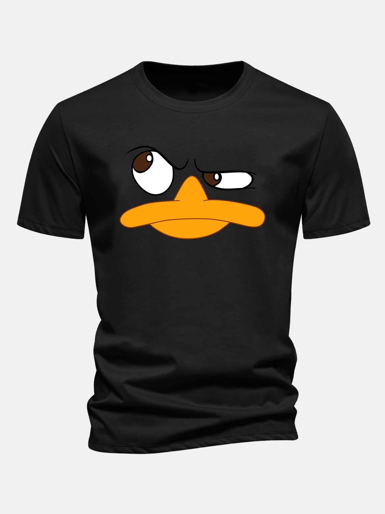 Regular Fit Emoji Duck Print Cotton T-Shirt