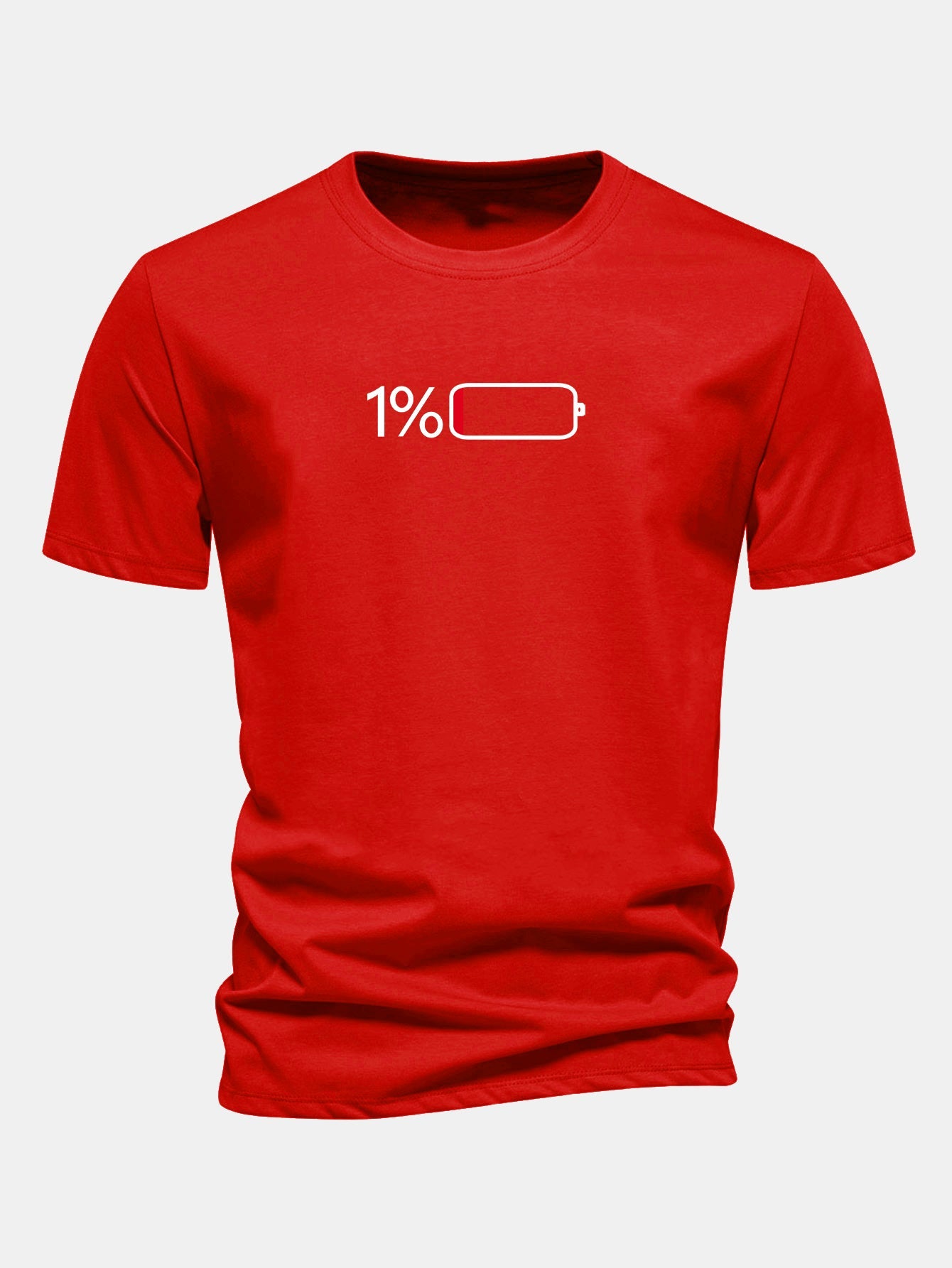 Camiseta de algodón con estampado de pilas, corte regular, 1 %