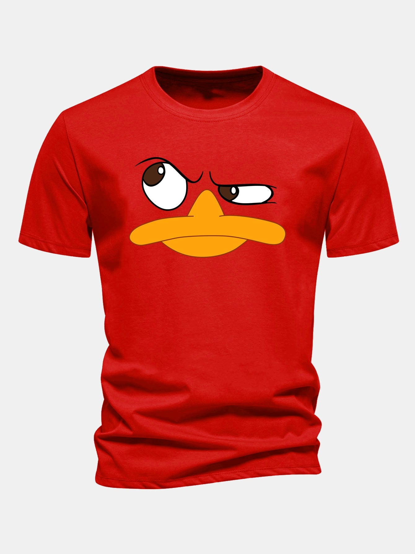 Regular Fit Emoji Duck Print Cotton T-Shirt
