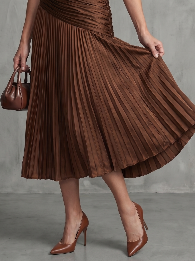 Bernadette | Vestido Midi de Rayas con Cintura Plisada