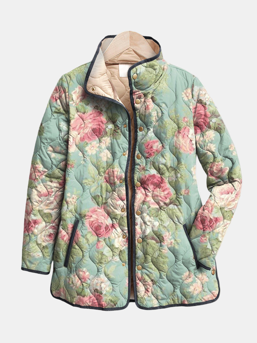 Carys | Chaqueta Acolchada con Estampado Floral Retro