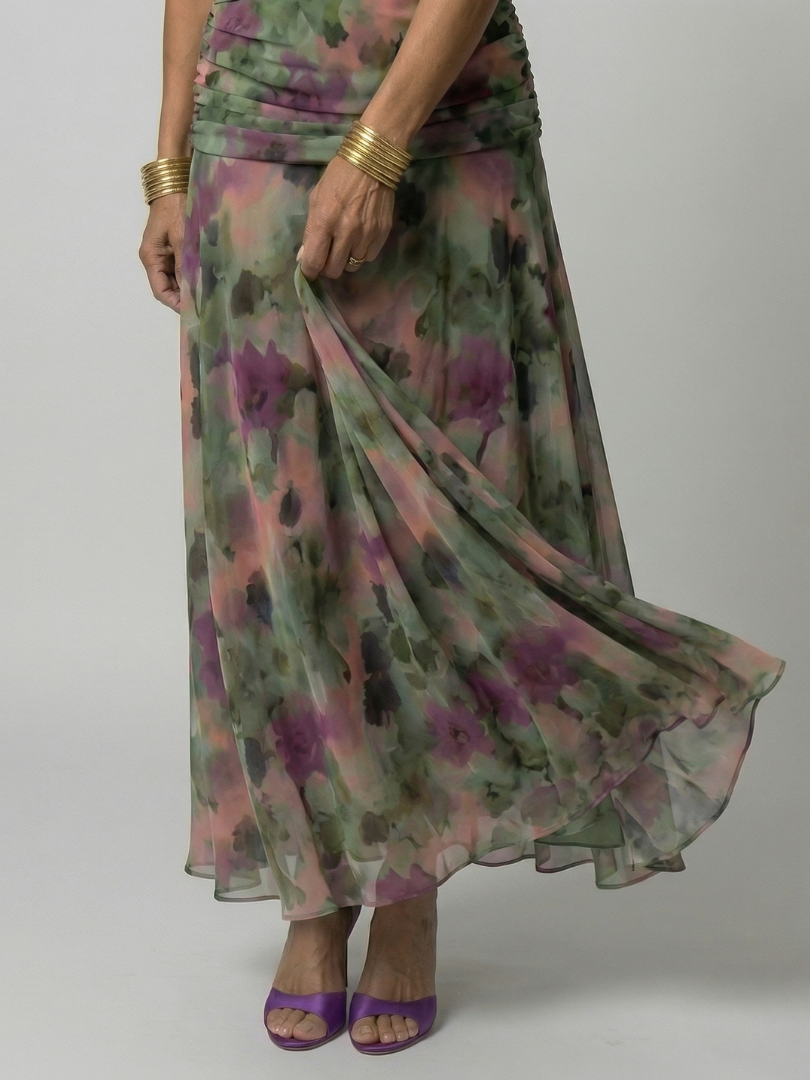 Calen | Vestido Midi Fluido de Hombros Descubiertos