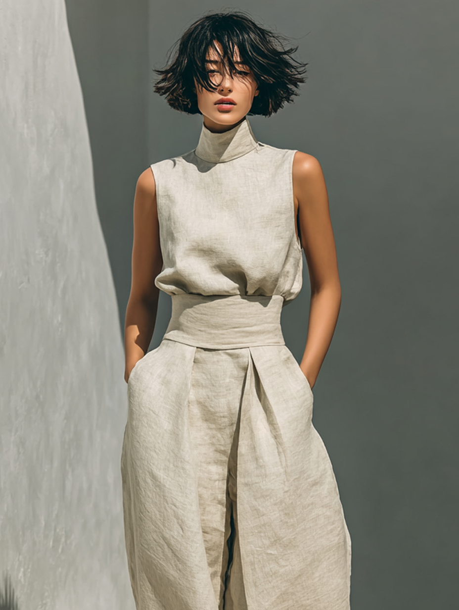 Carla | Conjunto minimalista de lino
