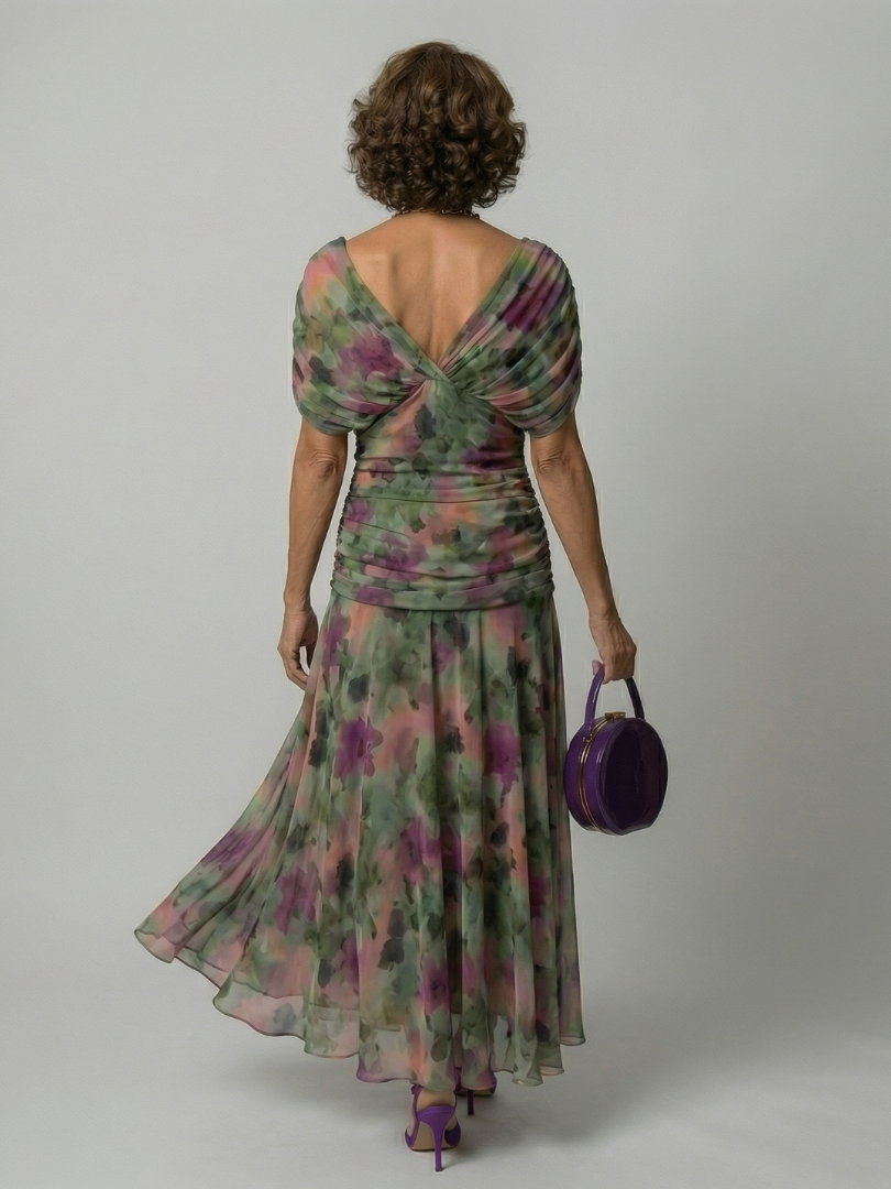 Calen | Vestido Midi Fluido de Hombros Descubiertos