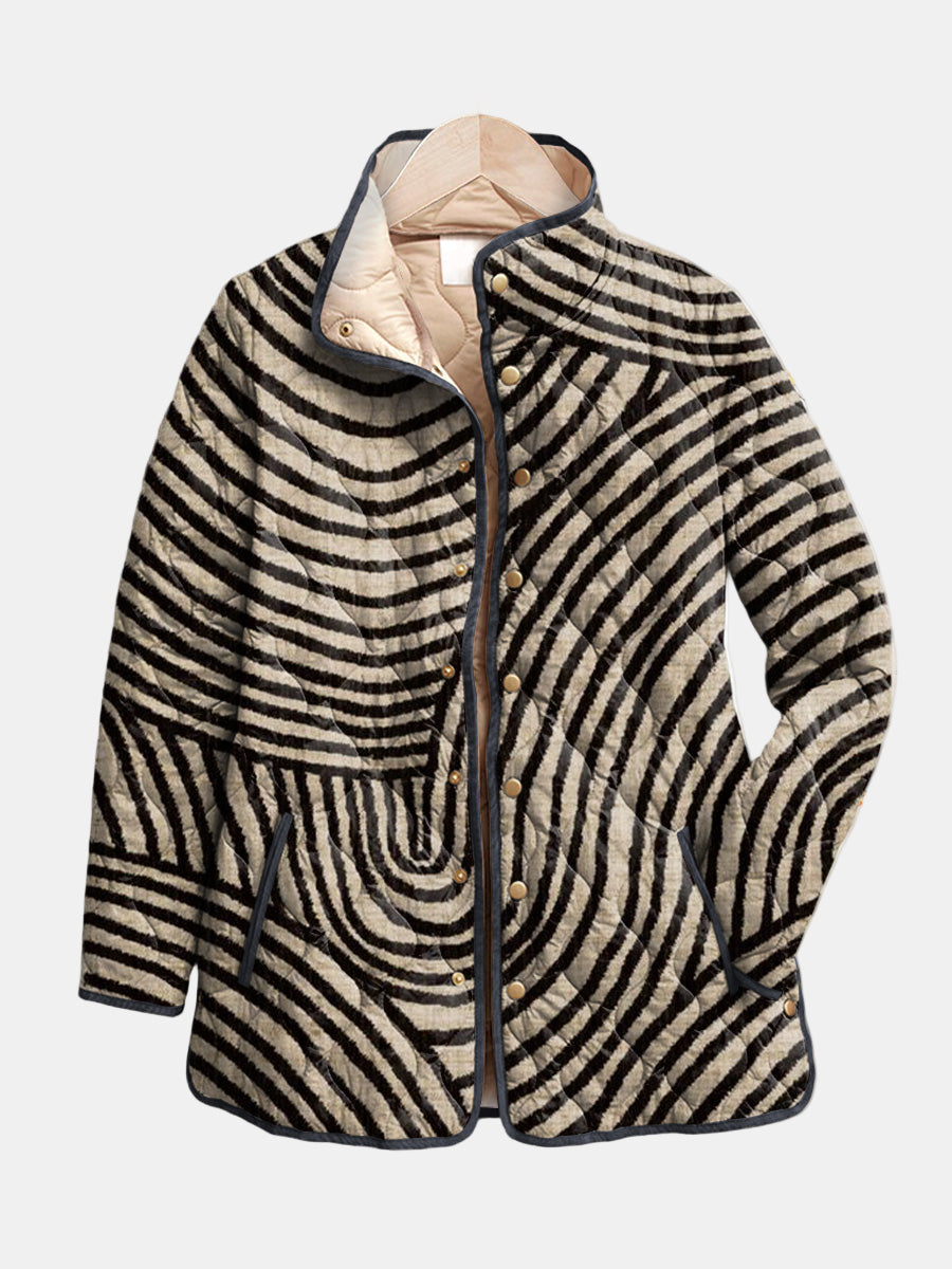 Inaya | Chaqueta Acolchada con Diseño Retro de Círculos Dibujados a Mano