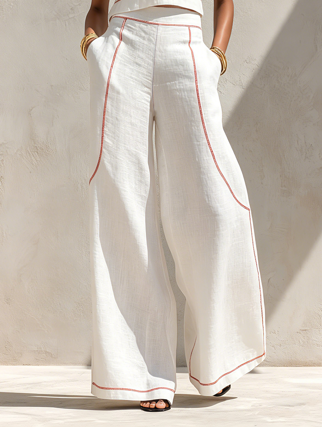 Victoria | Conjunto blanco con top sin mangas y pantalón de pierna ancha
