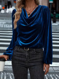 Eliza - Blusa de Terciopelo de Lujo con Cuello Drapeado