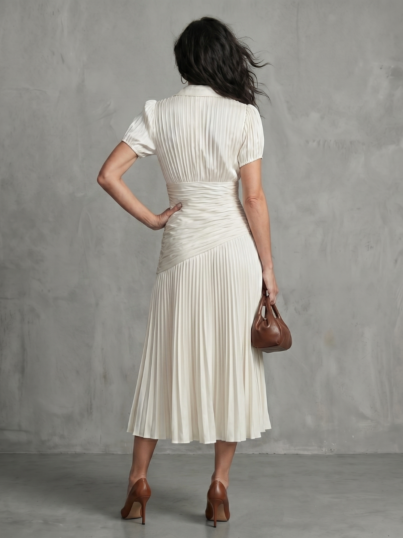 Bianca | Vestido Midi con Cintura Plisada