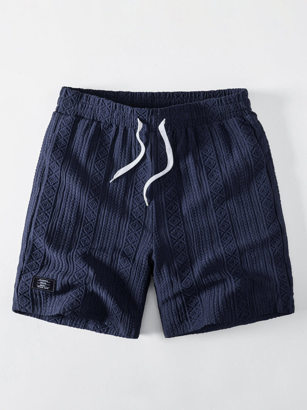 Conjunto de camisa de botones con estampado jacquard geométrico y pantalones cortos con cordón de 8"