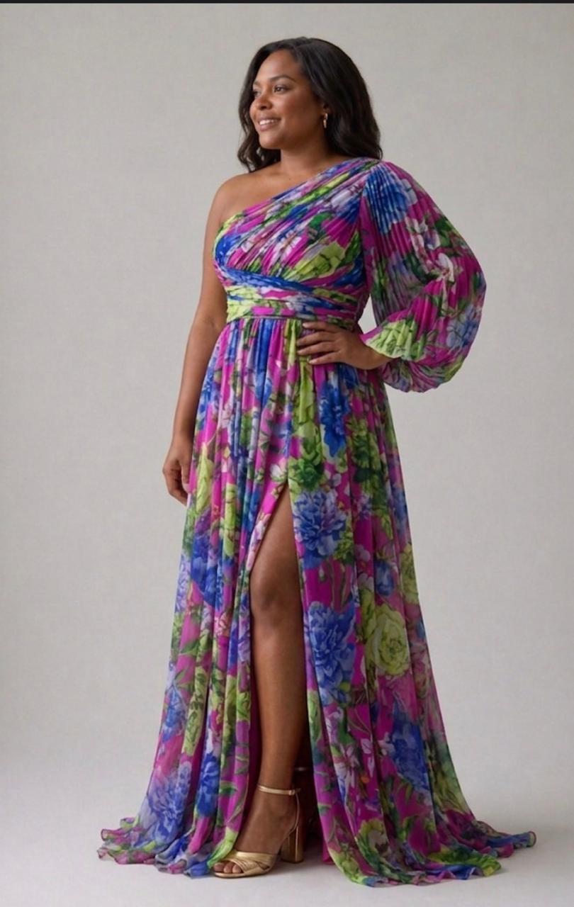 Selah | Vestido Maxi Floral de un Hombro
