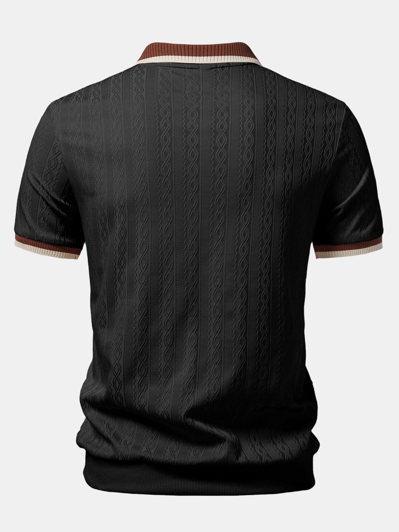 Polo de punto con cremallera texturizada y ribetes en contraste y pantalones ajustados de corte cónico