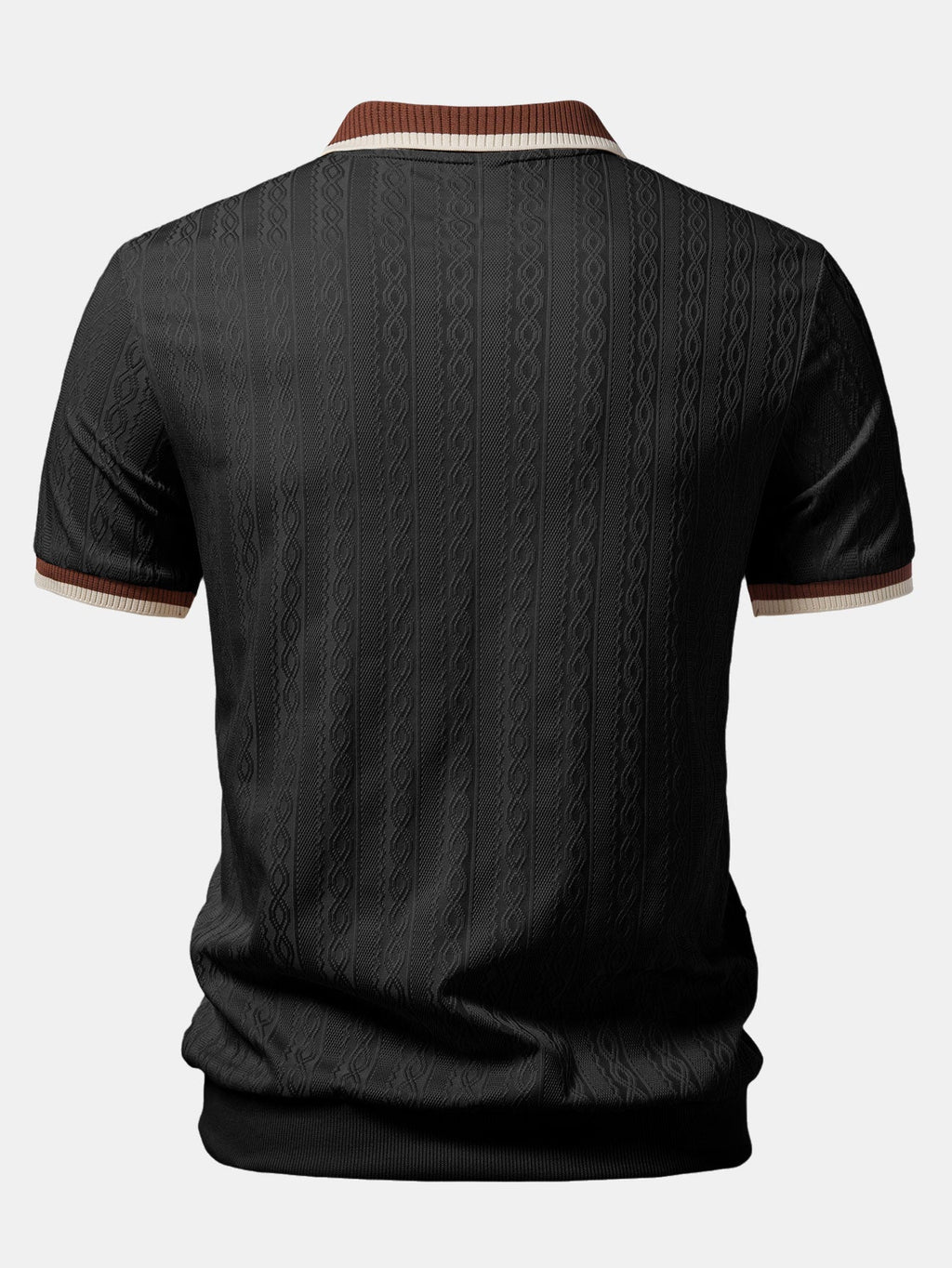 Polo de punto con cremallera texturizada y ribetes en contraste, y pantalones de corte recto con cintura elástica