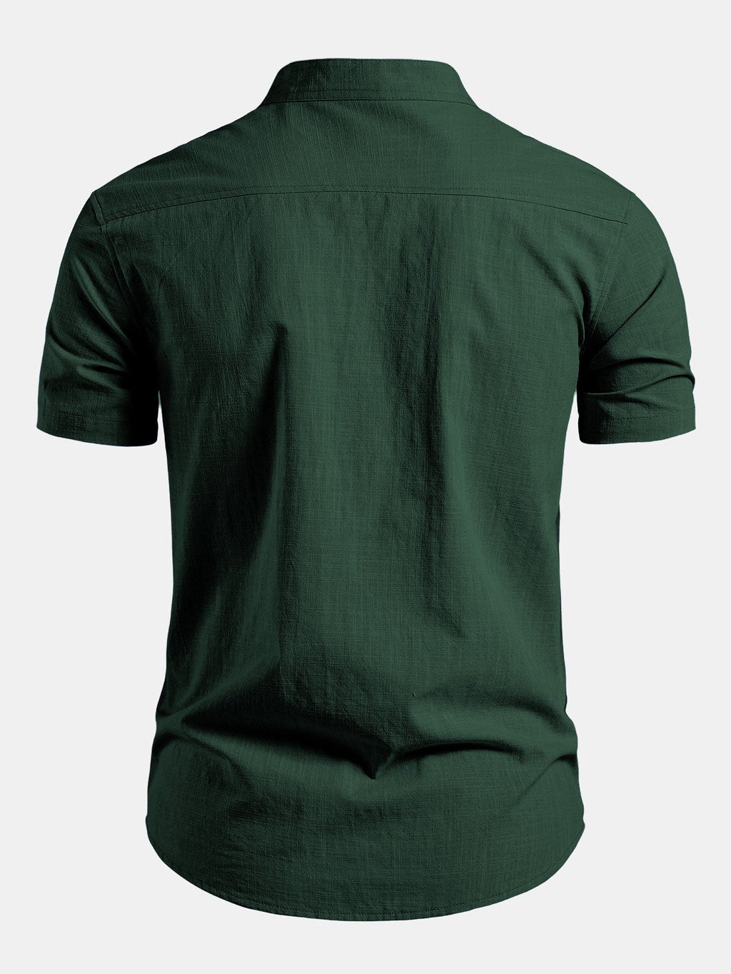 Camisa de manga corta con cuello alto y efecto lino
