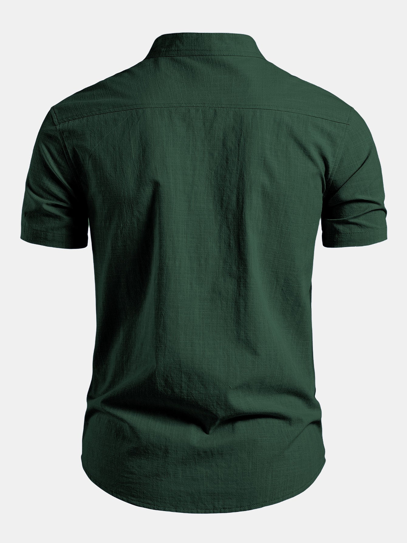Camisa de manga corta con cuello alto y efecto lino