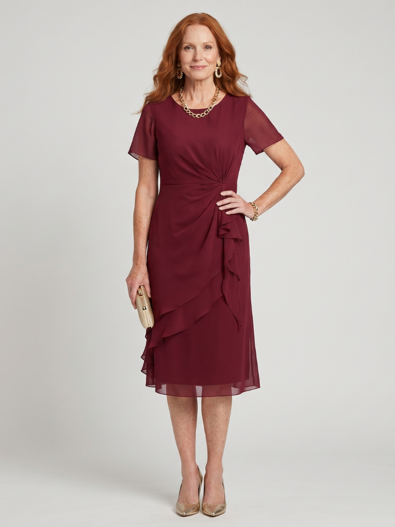 Eira™ | Vestido Midi Elegante con Bajo por Capas y Mangas Transparentes