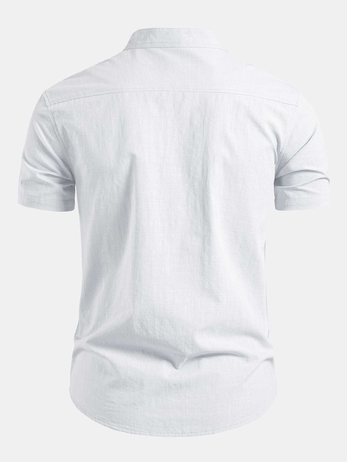 Camisa de manga corta con cuello alto y efecto lino