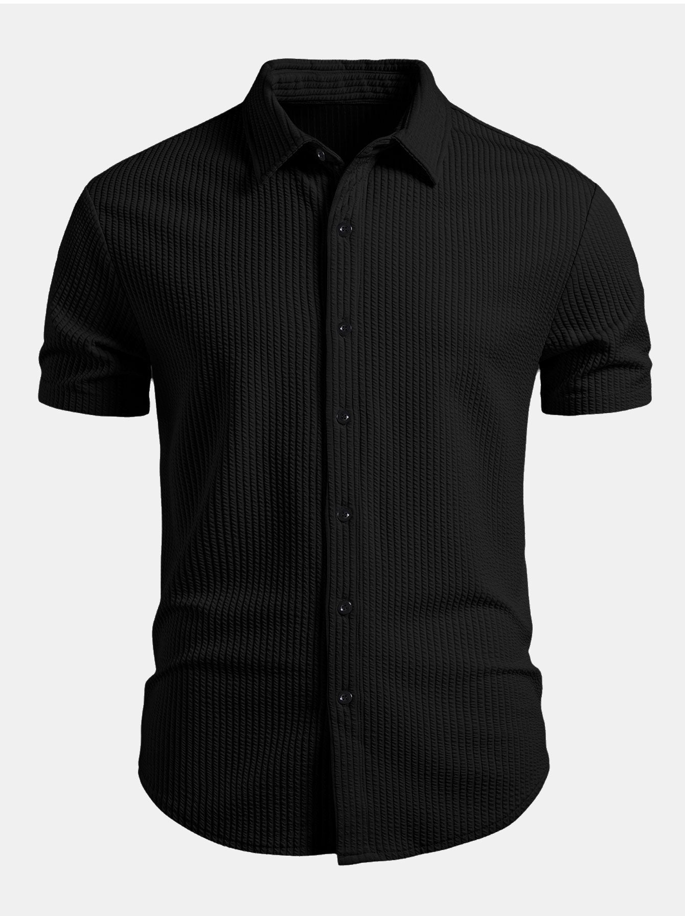 Camisa ajustada con botones y diseño acanalado