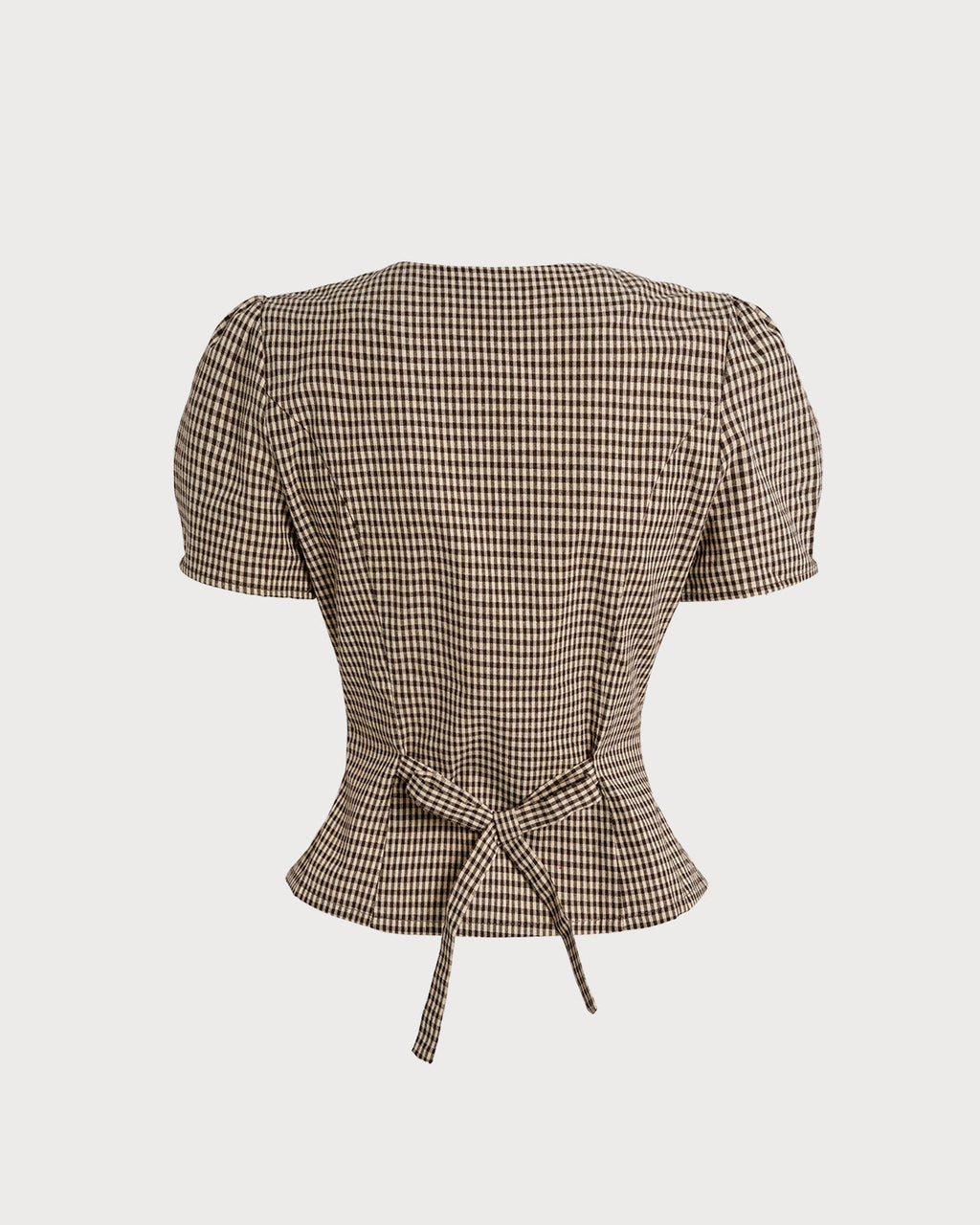 Blusa Marrón Cuadros Manga Abullonada