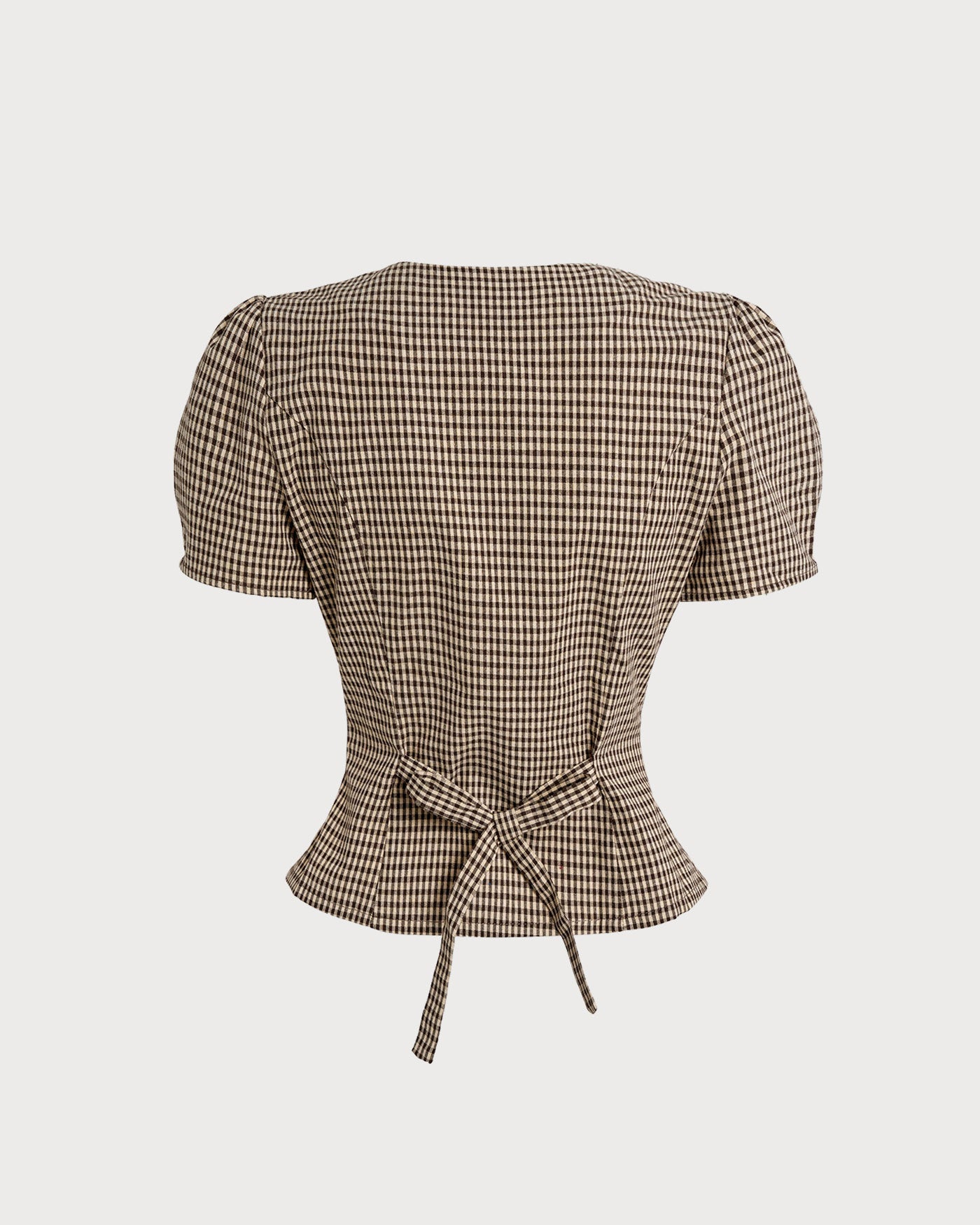 Blusa Marrón Cuadros Manga Abullonada