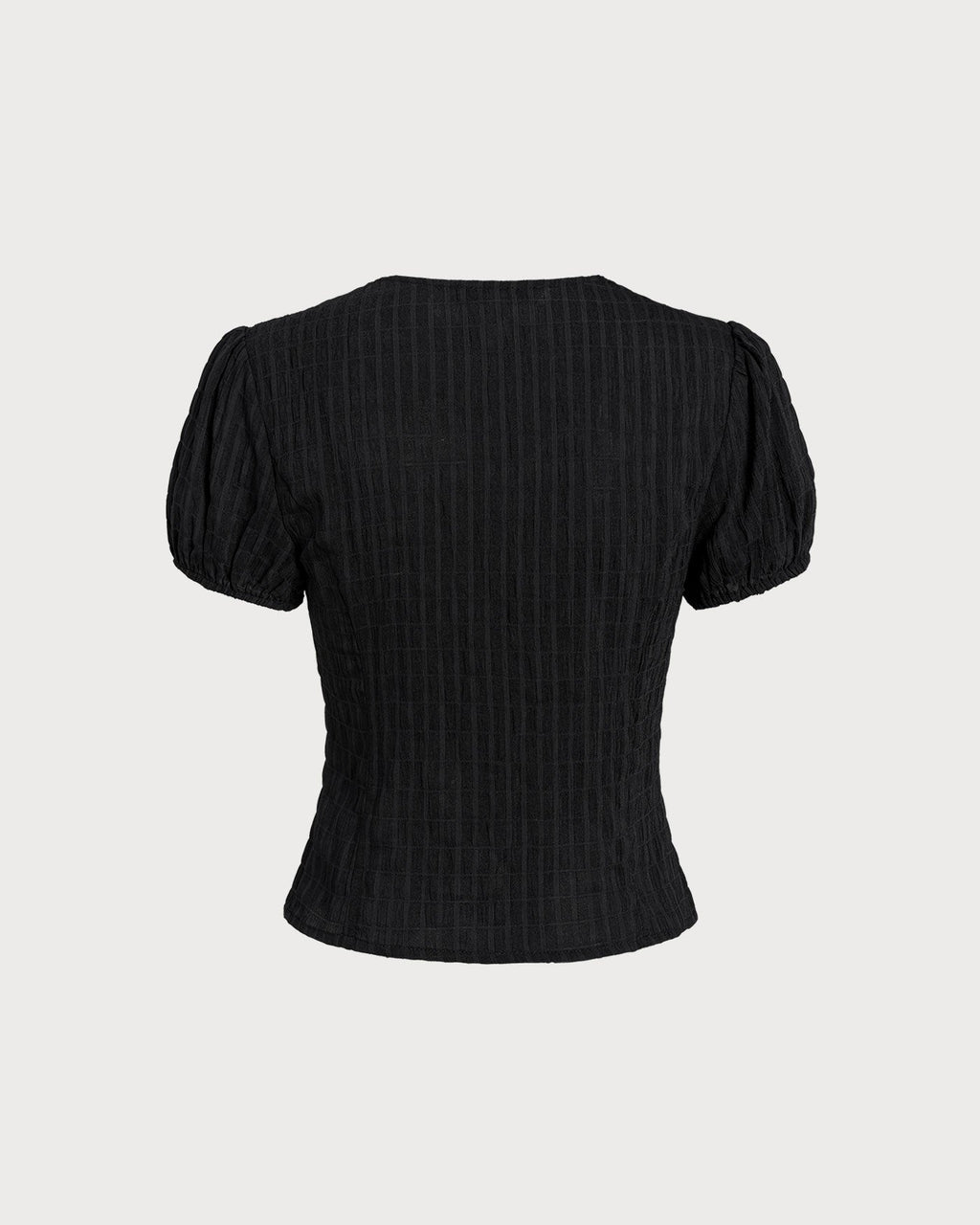 Blusa Negra Jacquard Encaje Botones